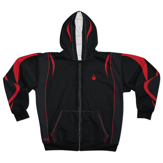 Flames Edge – Black & Red Zip Hoodie