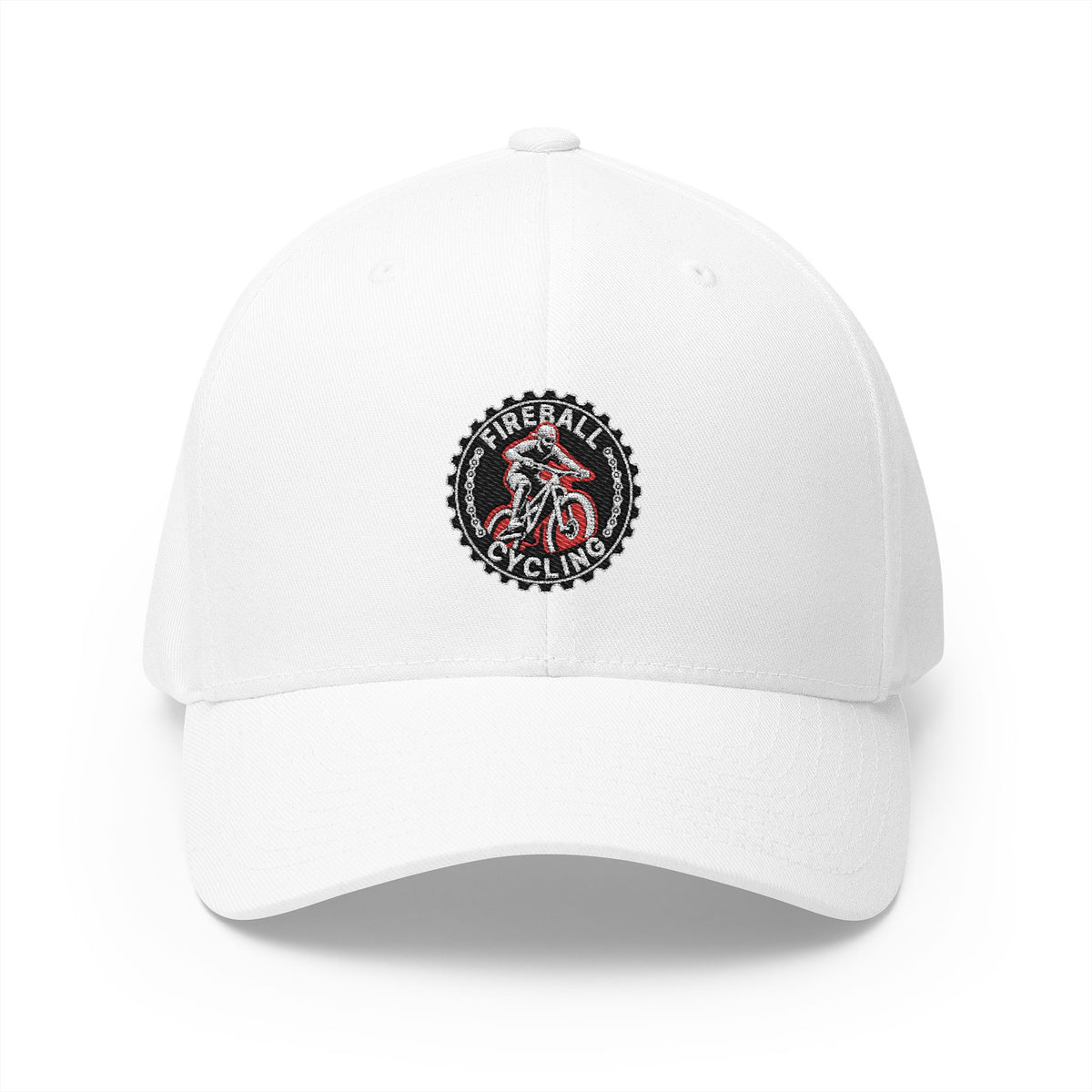 Fireball Cycling - Flaming Rider - FlexFit White Caps