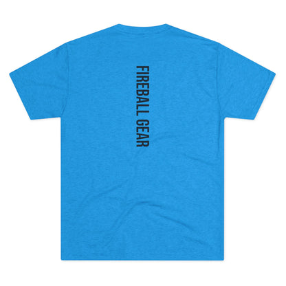 Fireball Gear - Camiseta unisex de mezcla triple negra con llamas y engranajes