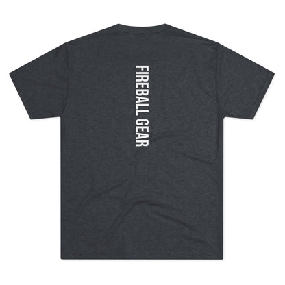 Fireball Gear - Camiseta unisex de mezcla triple blanca con llamas y engranajes
