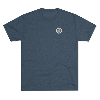 Fireball Gear - Flame &amp; Gear - Gris y blanco - Camiseta unisex de mezcla triple