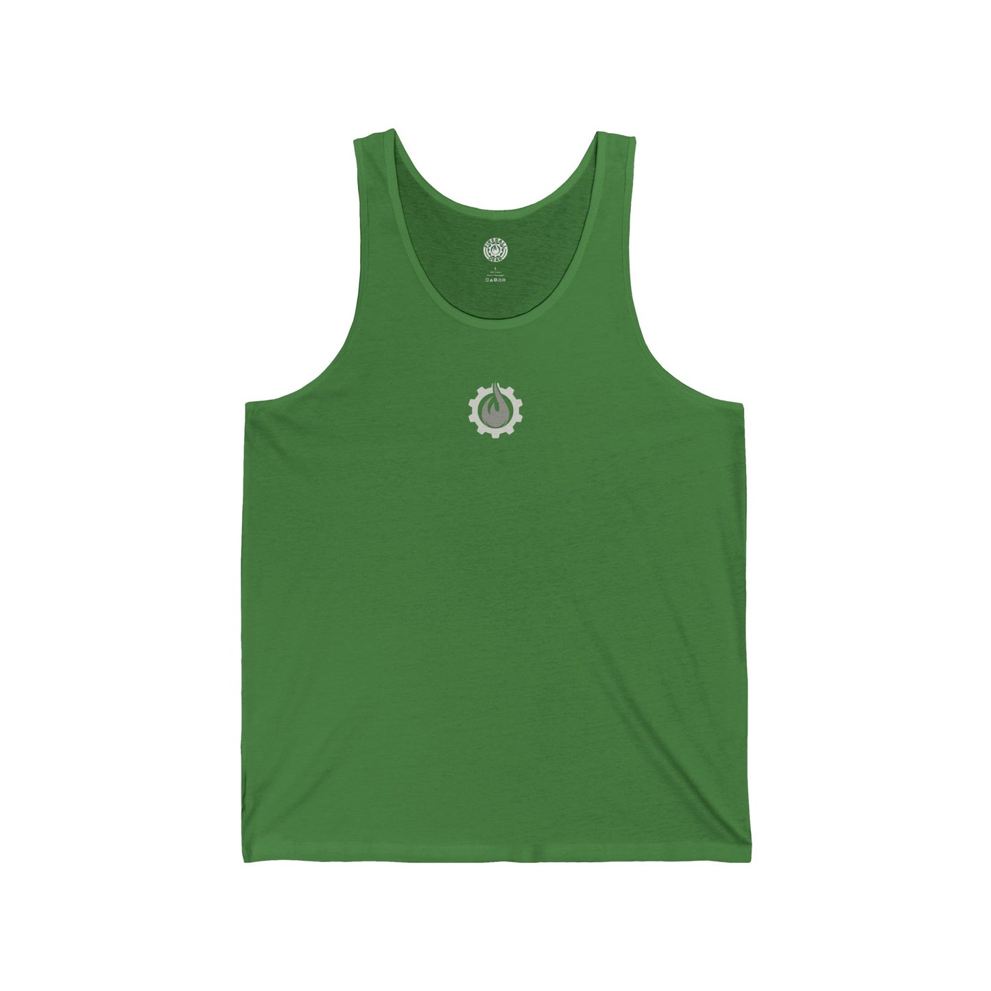 Camiseta sin mangas unisex Fireball Gear - Flame &amp; Gear - Gris y blanca