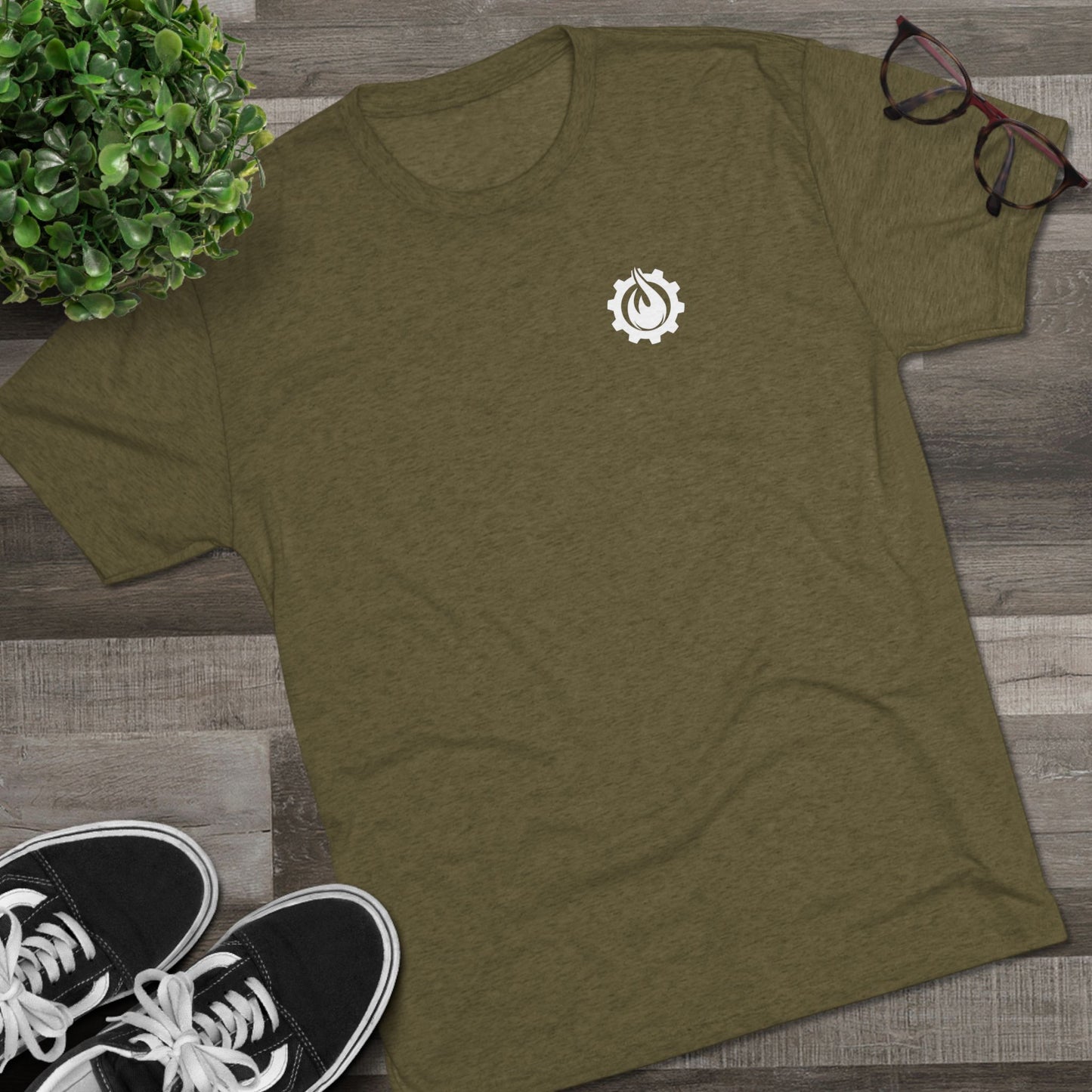 Fireball Gear - Flame &amp; Gear - Camiseta unisex de mezcla triple blanca