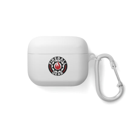 Fireball Gear - Flame & Gear Circle - Black & Red - Upload Own Personal Gym Barcode Image to be Printed on the Back - AirPods Case Cover