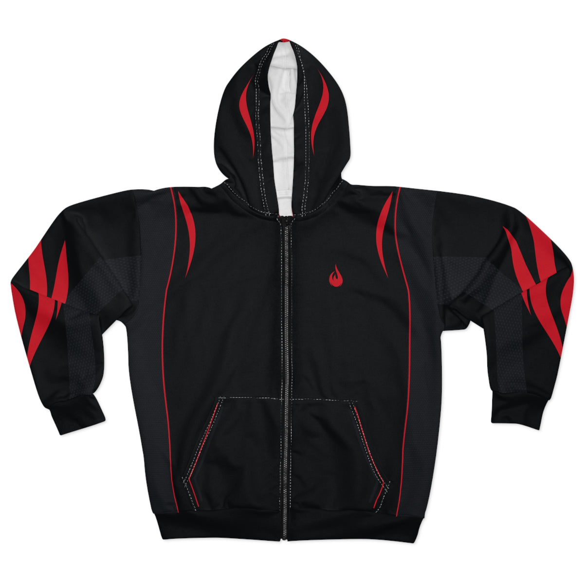 Flaming Edge – Black & Red Zip Hoodie