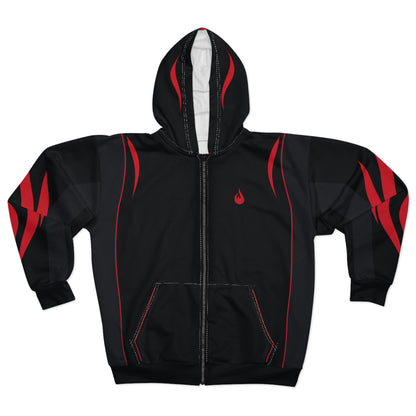 Flaming Edge – Black & Red Zip Hoodie