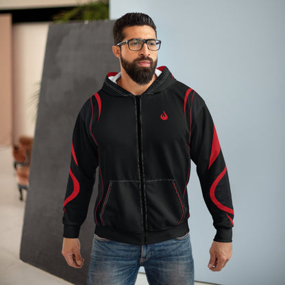 Flames Edge – Black & Red Zip Hoodie