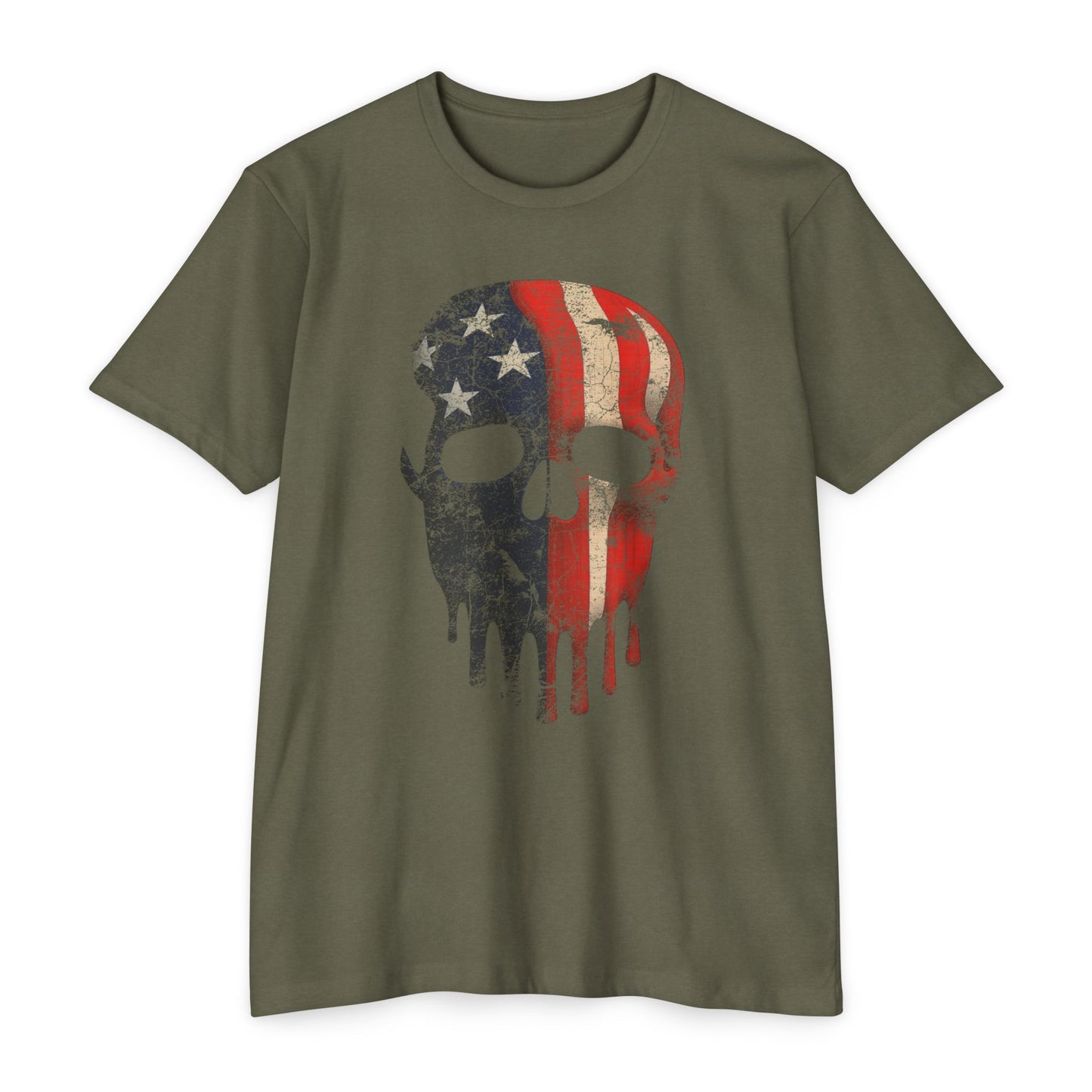 Bemalter Patriotischer Totenkopf - Unisex T-Shirt