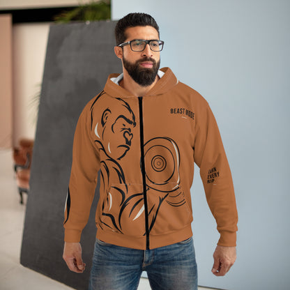 Beast Mode - Iron Instinct - Burnt Orange - Unisex Zip Hoodie