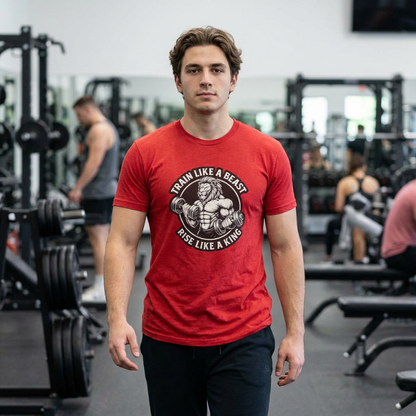 Serie Modo Bestia - Entrena como una bestia, asciende como un rey - Camiseta unisex de mezcla triple