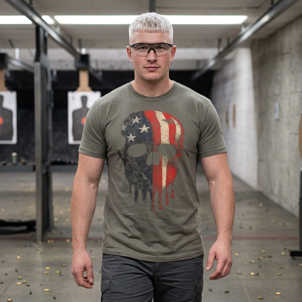 Bemalter Patriotischer Totenkopf - Unisex T-Shirt