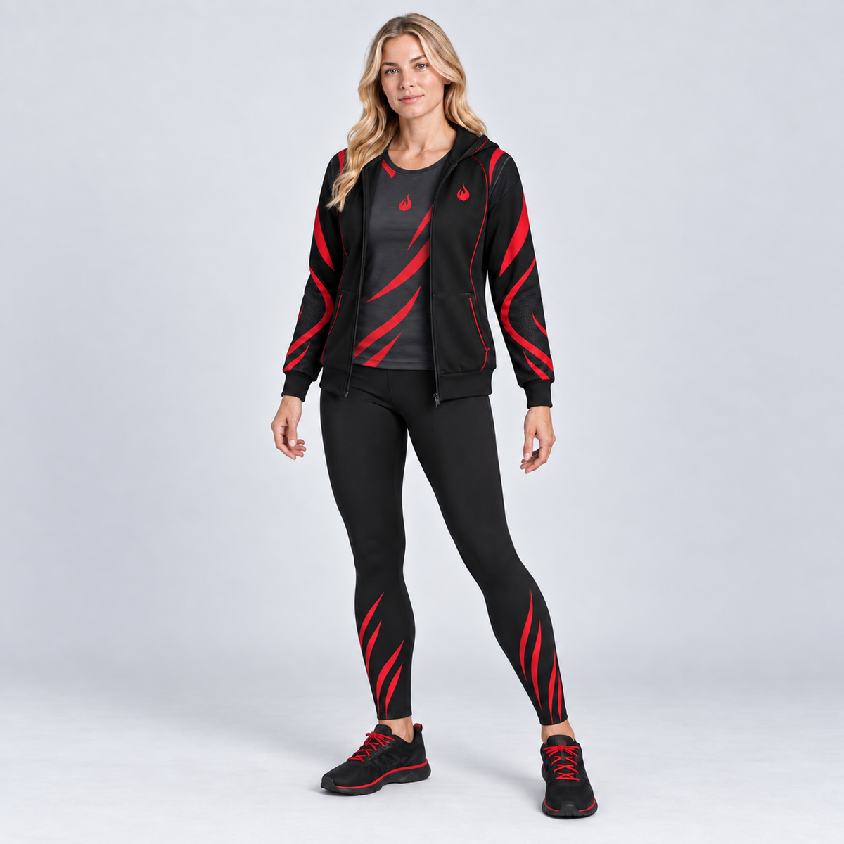 Flames Edge – Black & Red Zip Hoodie