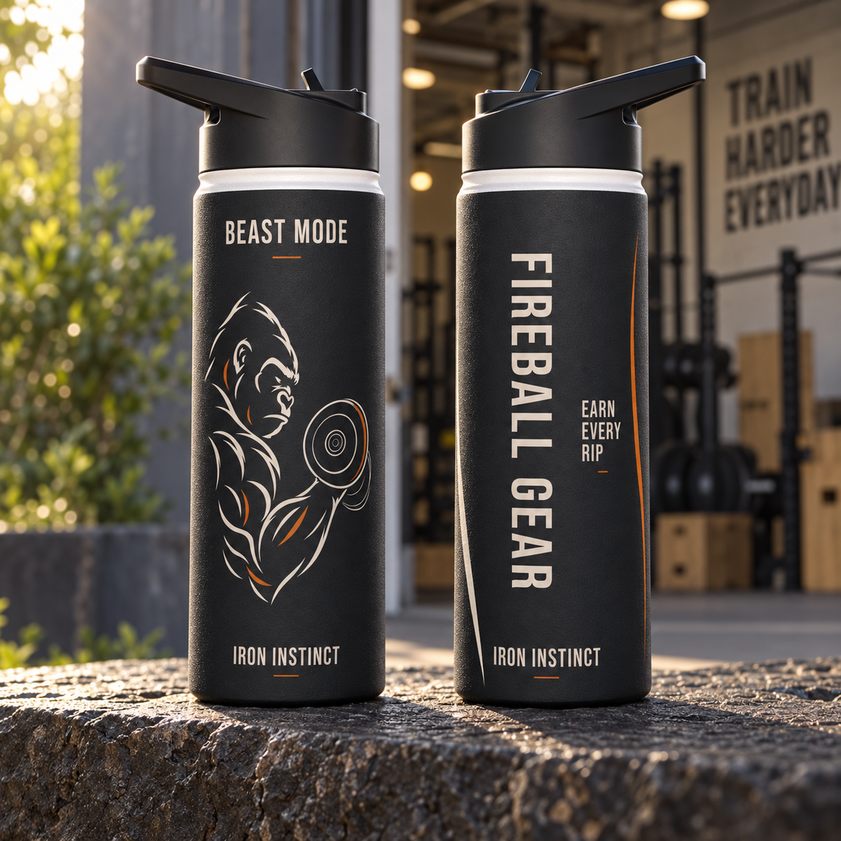 Beast Mode - Iron Instinct - Black - Stainless Steel Water Bottle