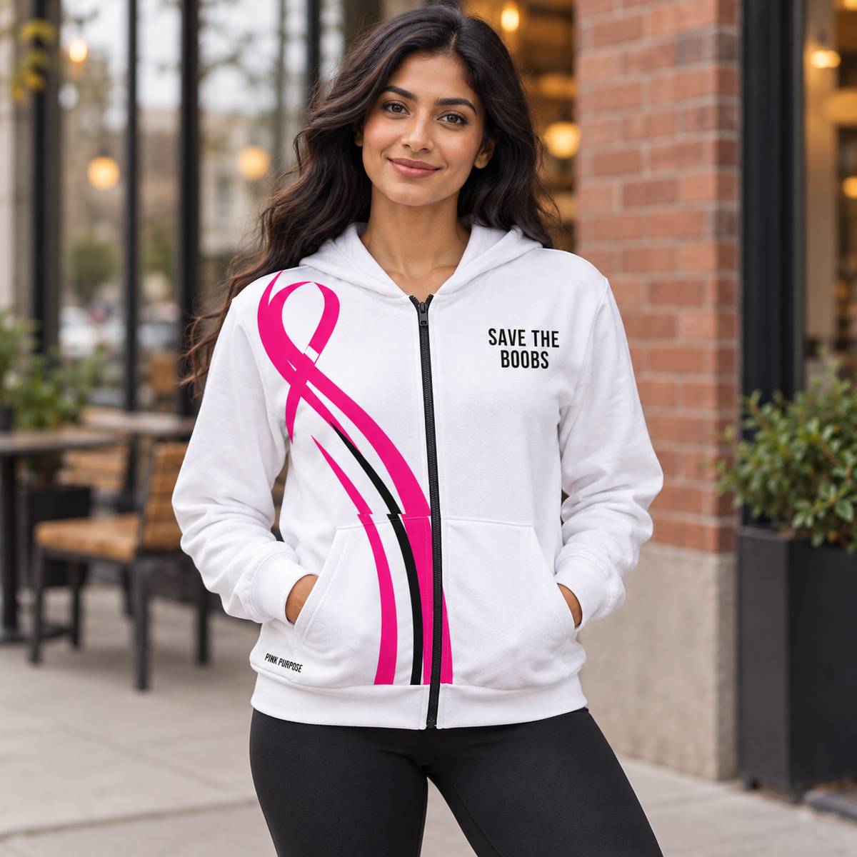 Pink Purpose - White - Unisex Zip Hoodie