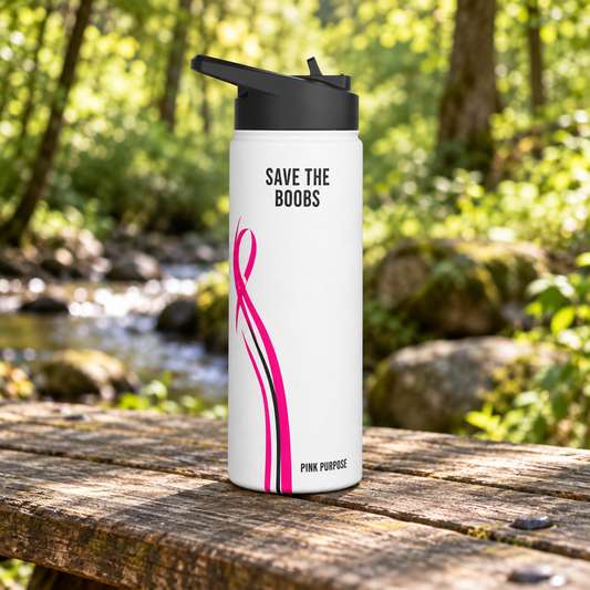 Pink Purpose - White - Stainless Steel Water Bottle