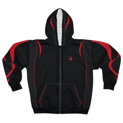 Flames Edge – Black & Red Zip Hoodie