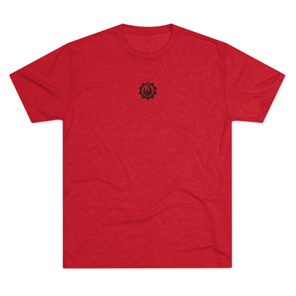 Fireball Gear - Camiseta unisex de mezcla triple negra con llamas y engranajes