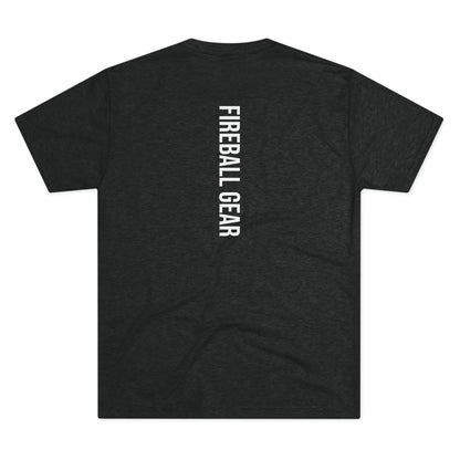 Fireball Gear - Camiseta unisex de mezcla triple blanca con llamas y engranajes