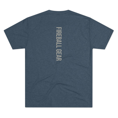 Fireball Gear - Flame &amp; Gear - Gris y blanco - Camiseta unisex de mezcla triple