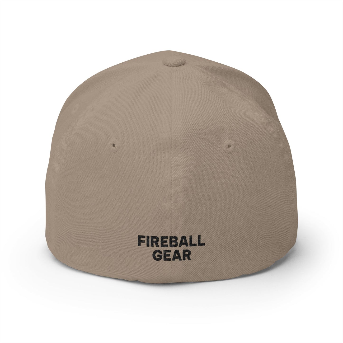 Fireball Gear - Brand Logo - Flame & Gear - Black & Red - FlexFit Cap