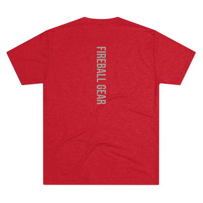 Fireball Gear - Flame &amp; Gear - Gris y blanco - Camiseta unisex de mezcla triple