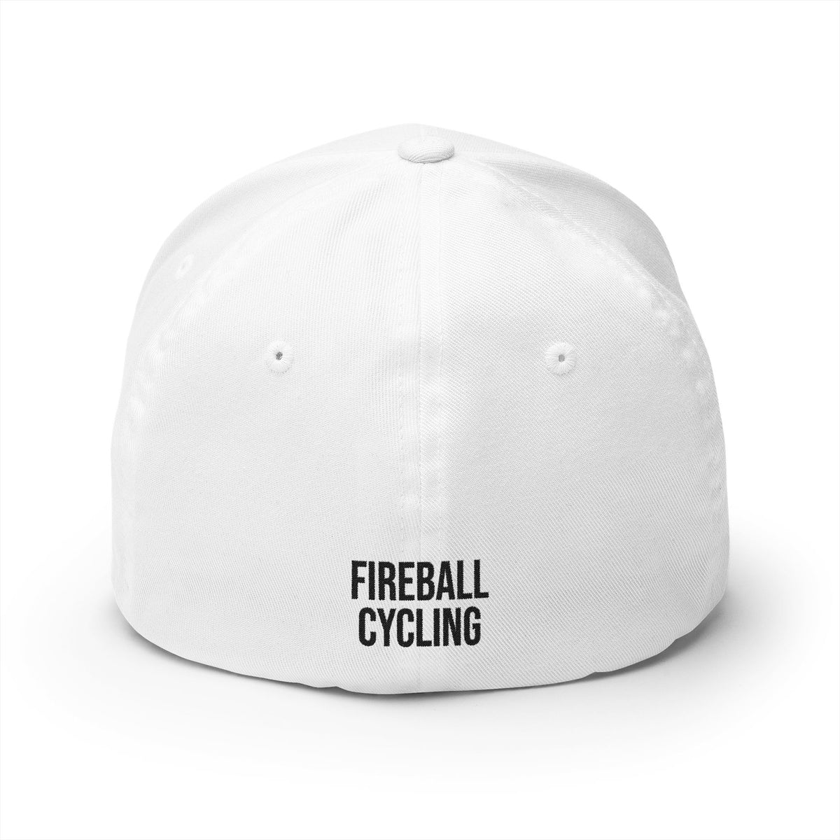 Fireball Cycling - Flaming Rider Front - FlexFit White Caps