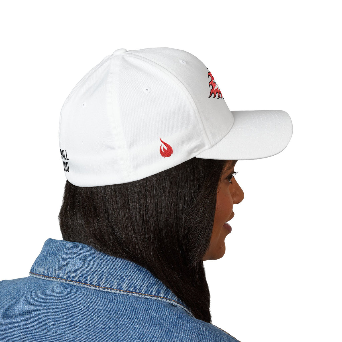 Fireball Cycling - Flaming Rider Front - FlexFit White Caps